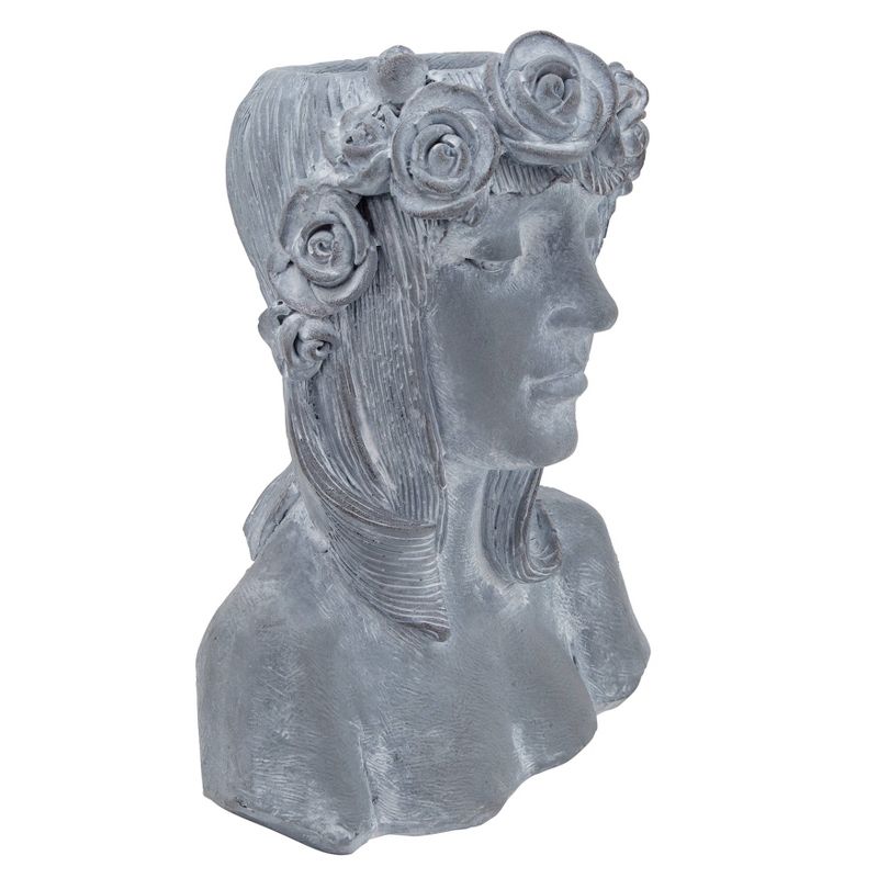 19" Resin Lady with Roses Figurine Gray - Sagebrook Home