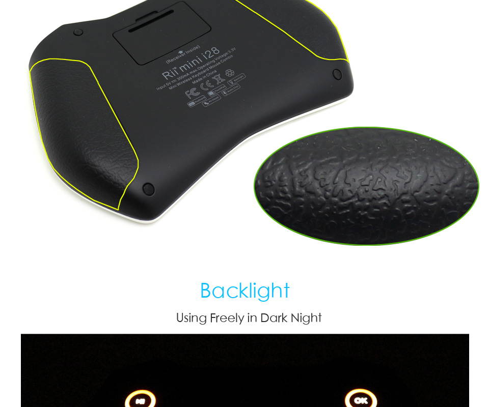 Original Rii 2.4GHz Mini Wireless Keyboard with Touchpad&QWERTY Keyboard, Backlit Portable Keyboard Wireless with Remote Control,Built-in Mic and Headphone Port for Online Voice Communication