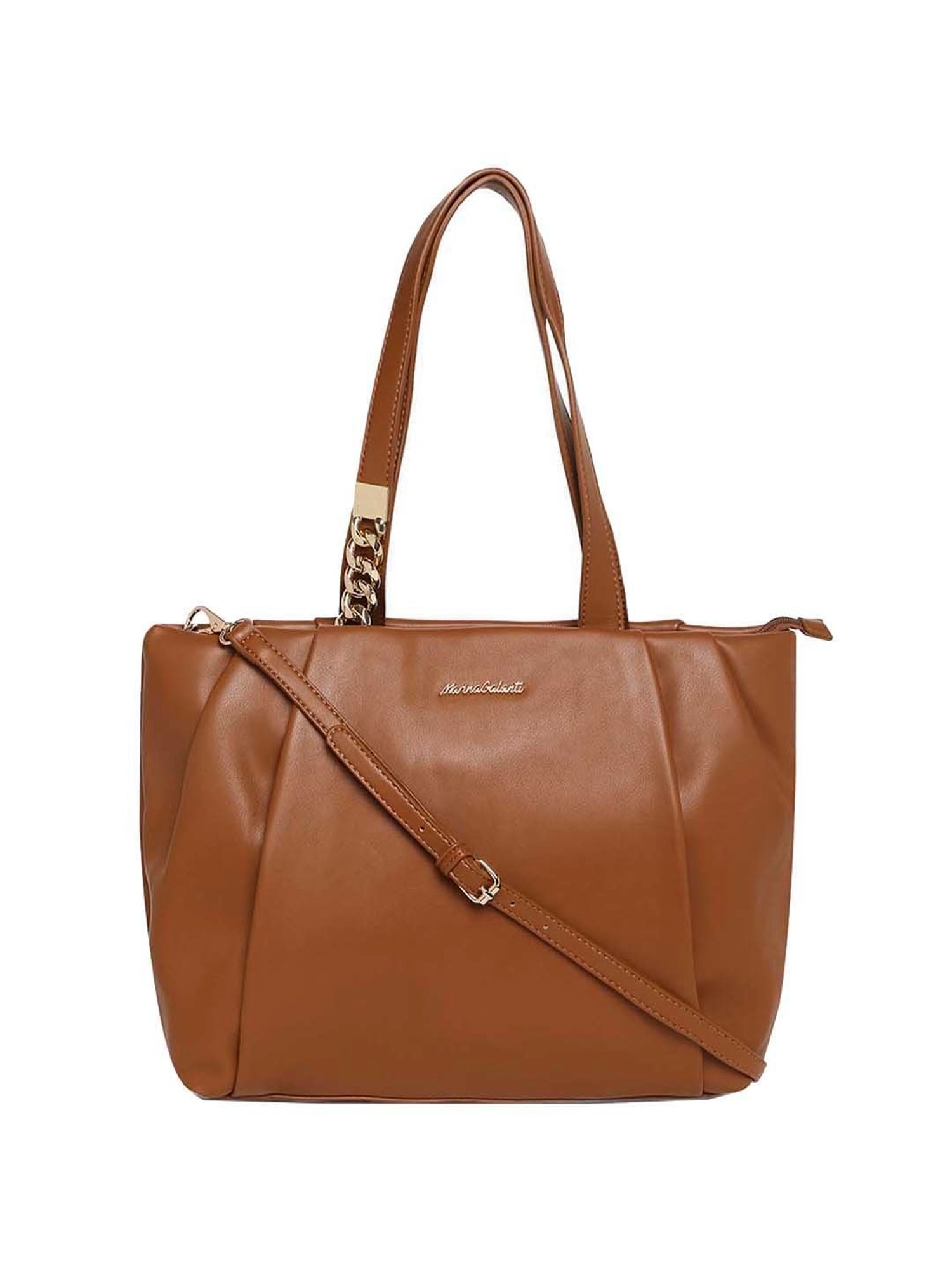Marina Galanti Brown Solid Medium Tote Handbag