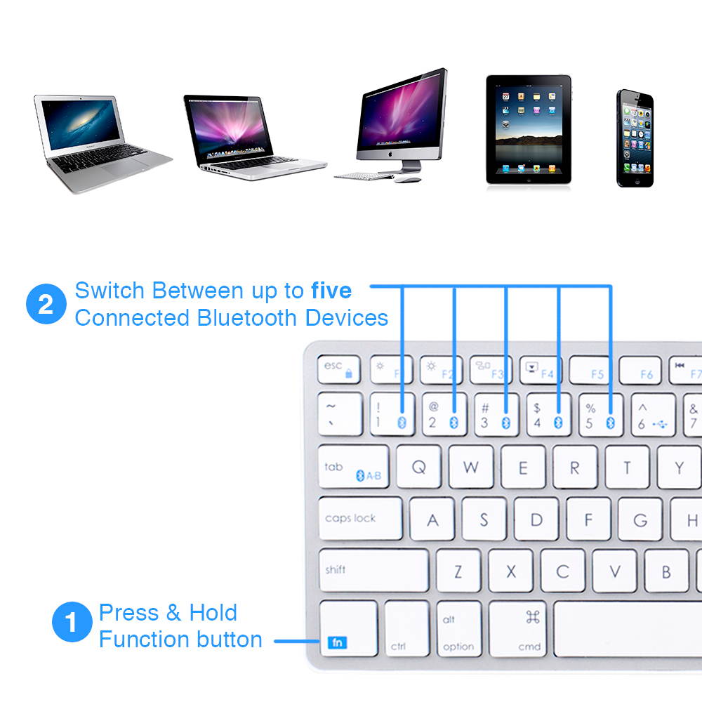 Satechi Bluetooth Wireless Smart Keyboard with 4-Device Sync - Compatible with MacBook Pro, MacBook Air, iMac, iMac Pro, iPad Pro and iOS Devices