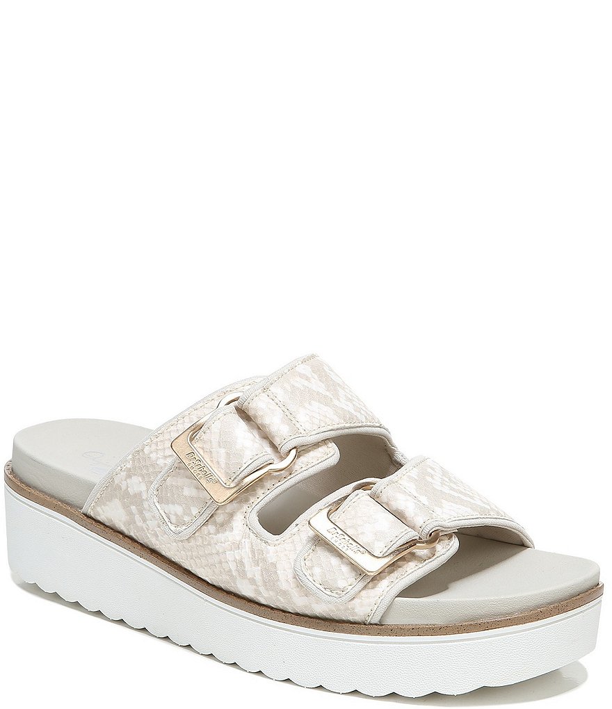Original Collection by Dr. Scholl's Mega Snake Print Leather Platform Slide Sandals
