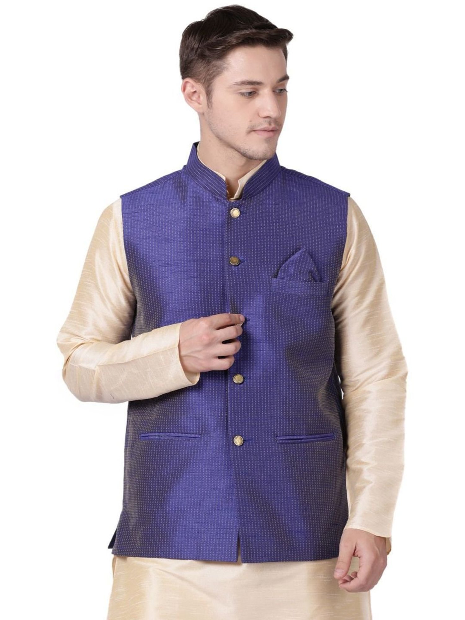 Fabindia Multicolor Regular Fit Printed Cotton Nehru Jacket