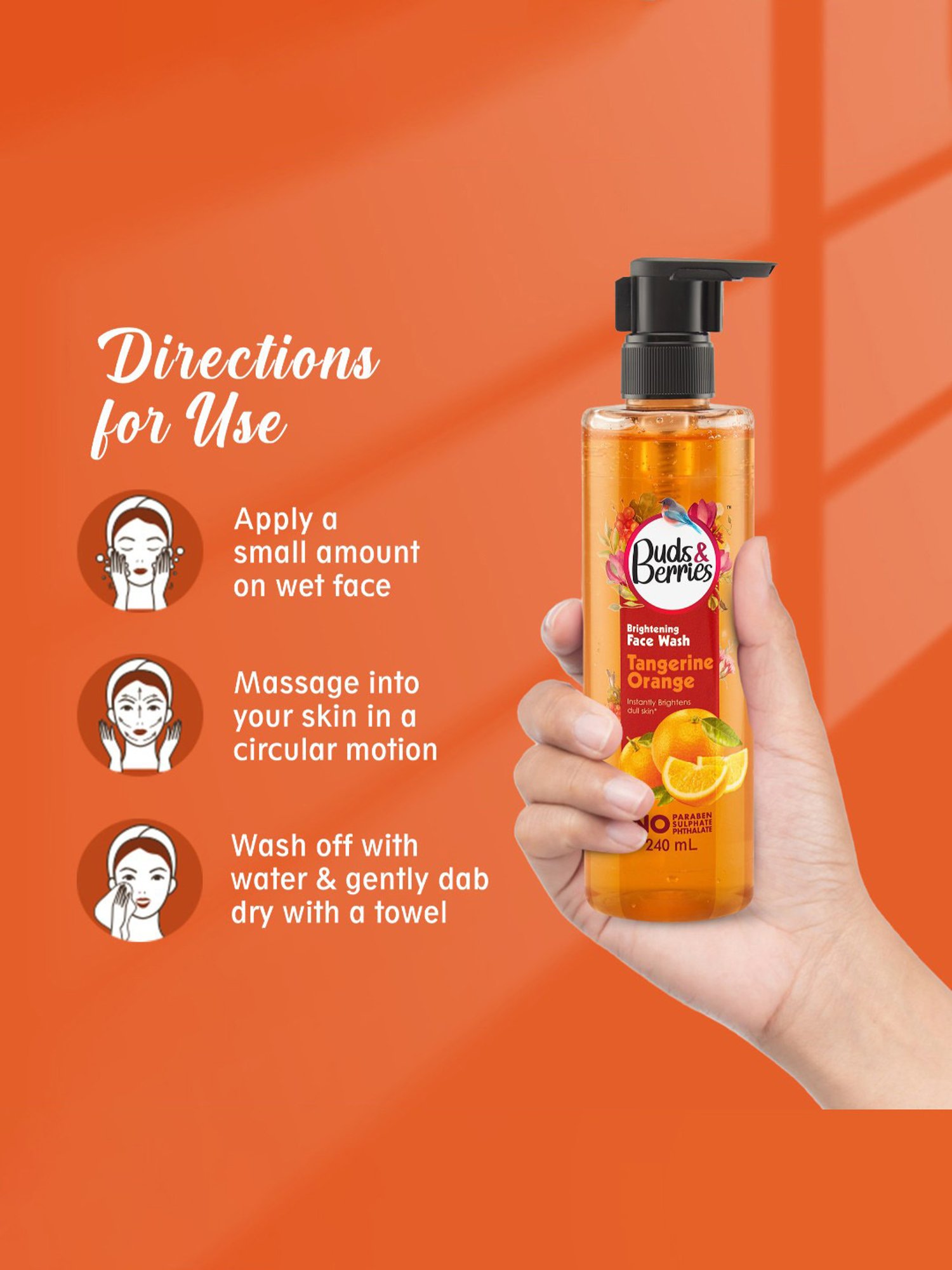 Buds & Berries Tangerine Orange Brightening Face Wash - 240 ml