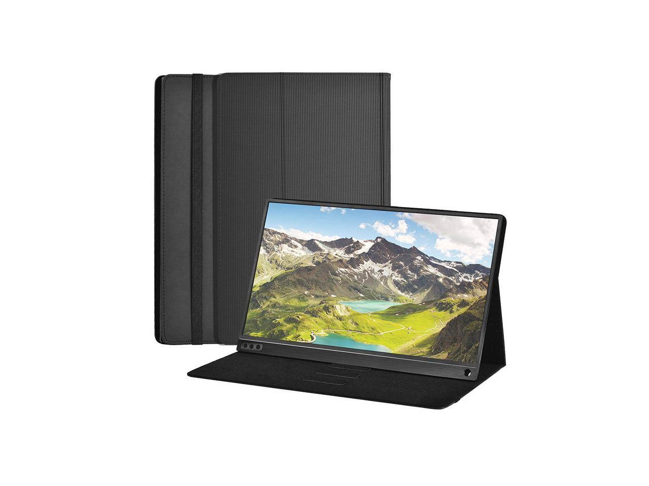 15.6" IPS 1920x1080 Full HD Portable Monitor 1080p HDR with Speaker, TYPE C, HDMI, Micro USB Ports, Leather Case for PS4, Xbox One, Switch, Phone, Car Video, Industrial and Medical Display etc.