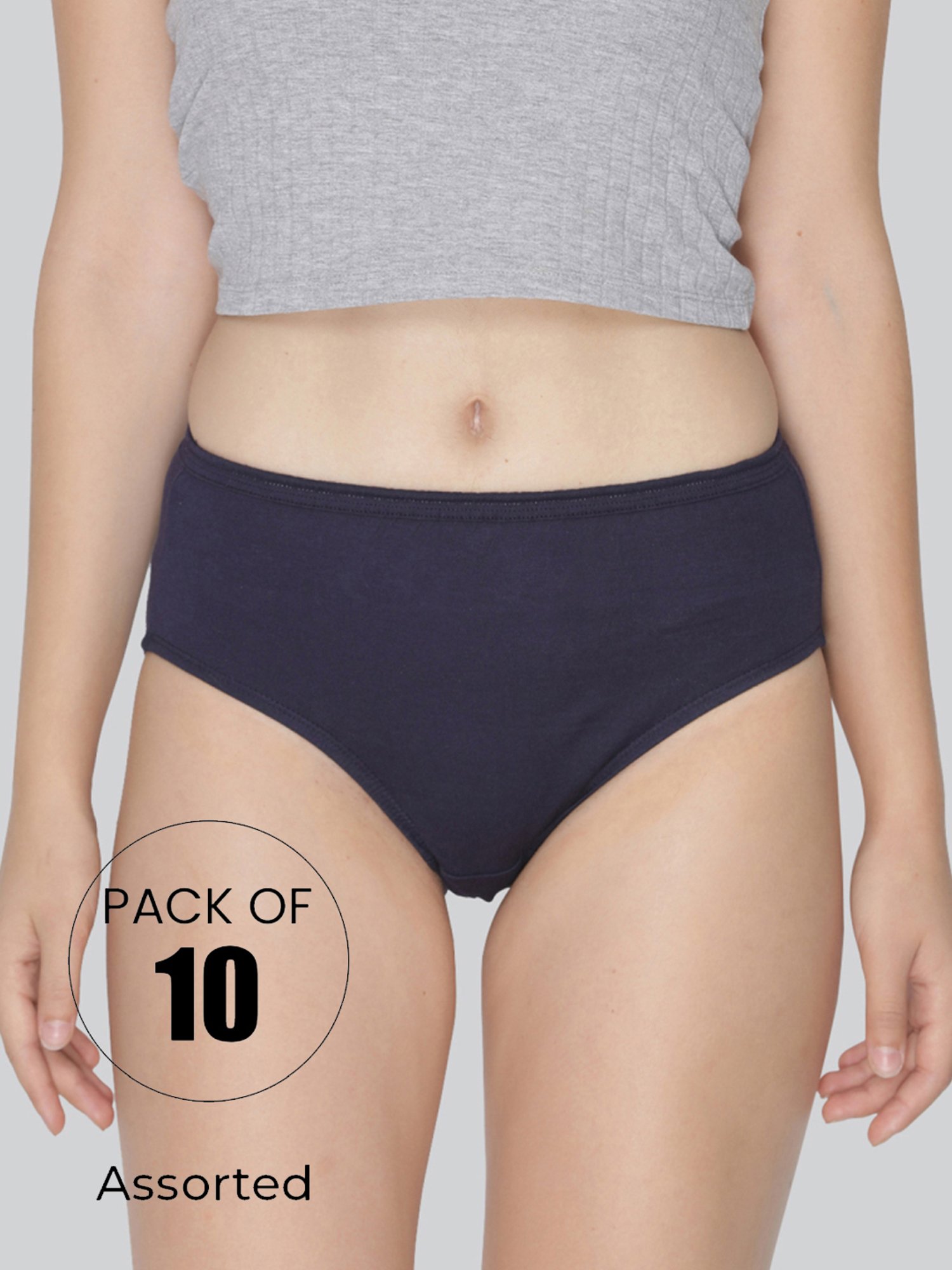 Lyra Assorted Color Cotton Hipster Panties - Pack Of 10