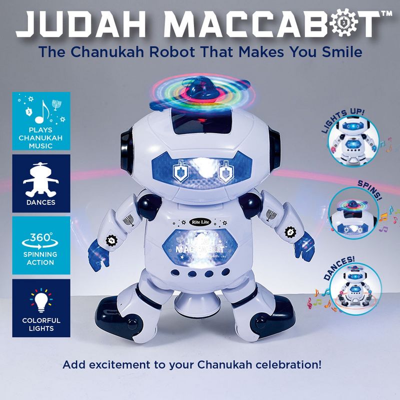 Rite Lite White and Blue Battery Operated Hanukkah "Judah Maccabot" Dancing Robot