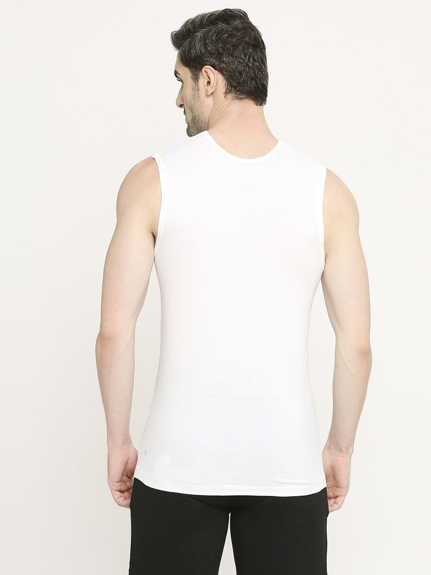 Vip White Cotton Skinny Fit Vest - Pack Of 2