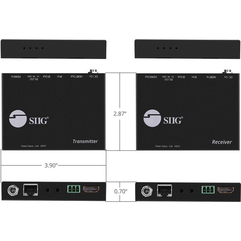 SIIG 4K HDMI HDBaseT Extender Over Single Cat5e/6 with RS-232, IR & PoC - 100m - 1 Input Device - 1 Output Device - 328.08 ft Range