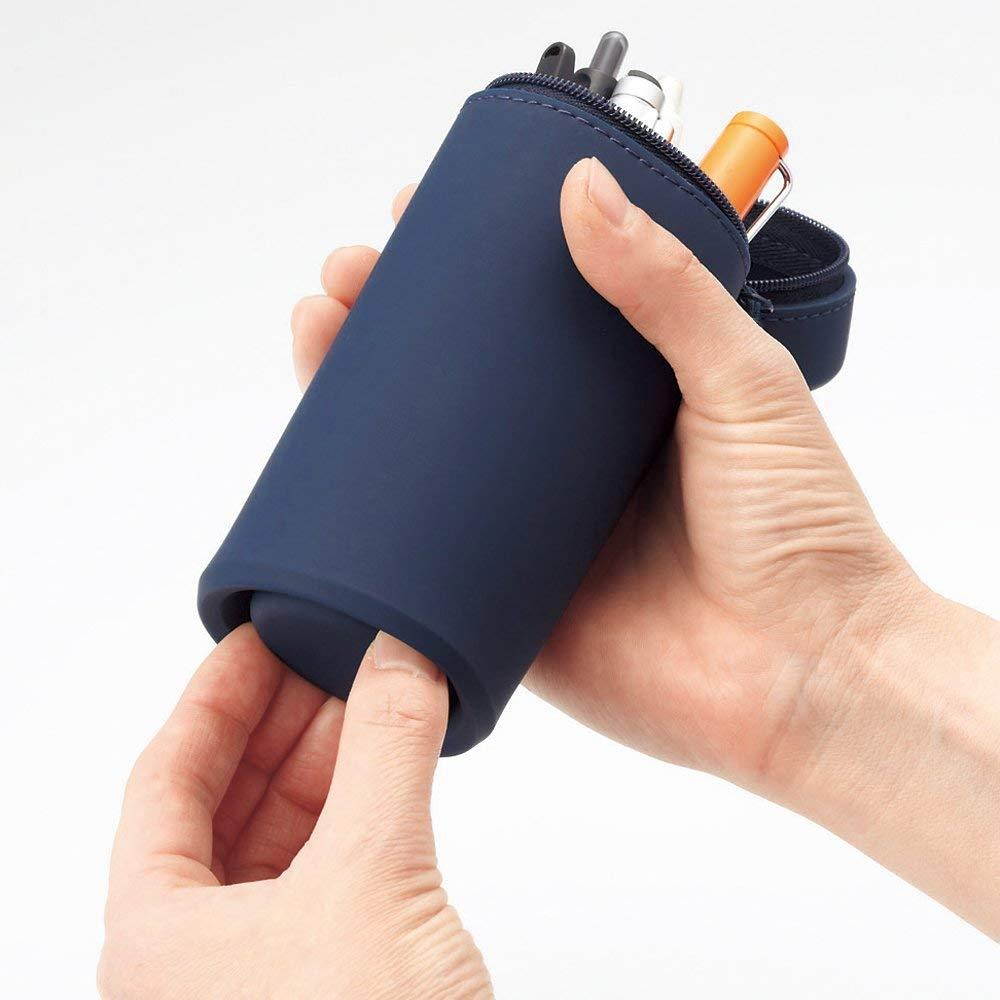 Lihit Lab., Inc. stand pen case smart fit Akutakuto navy A7692-11