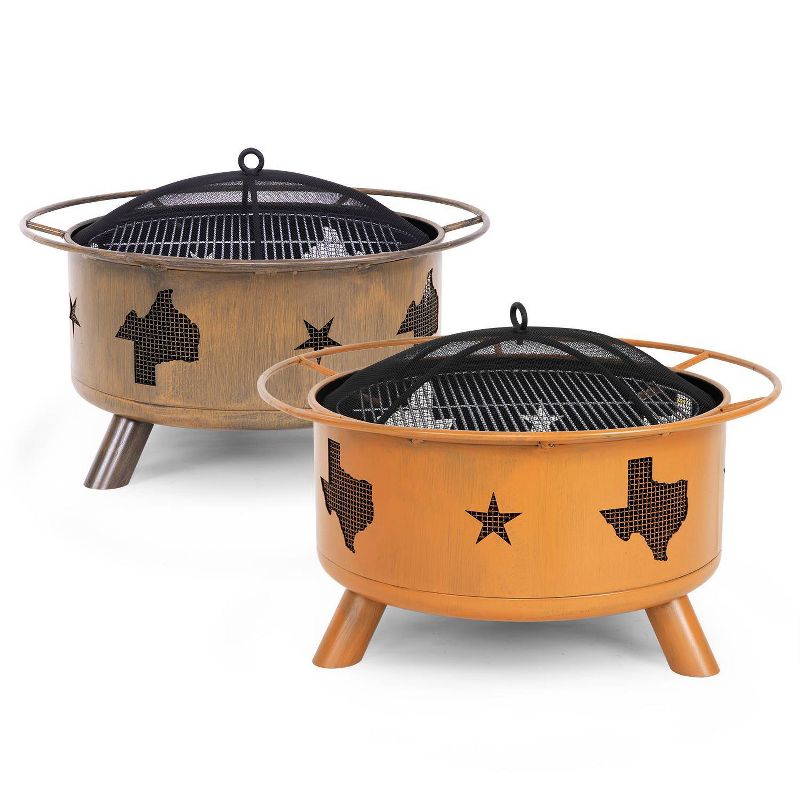 30" Wood Burning Fire Pit with Cover  - Orange - Nuu Garden