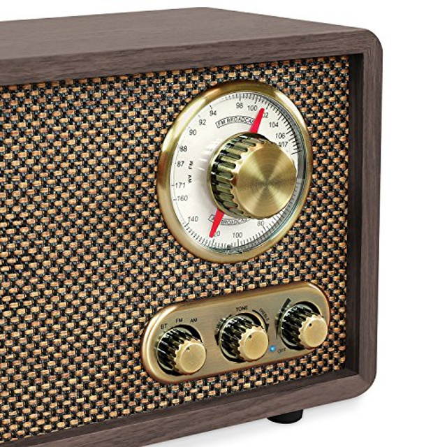 Victrola Retro Wood Bluetooth FM/AM Radio with Rotary Dial, Espresso