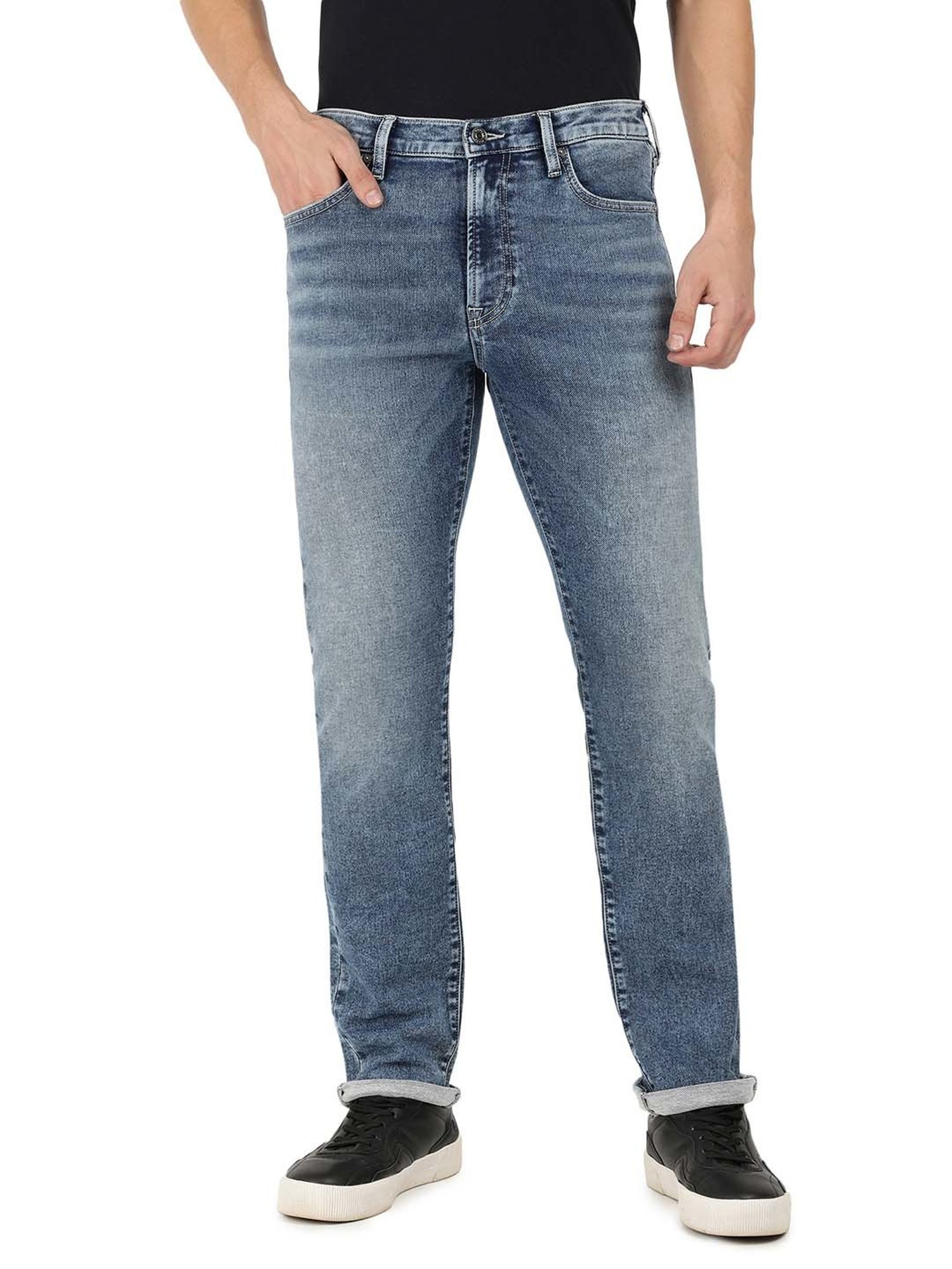 EVERBLUE Blue Regular Fit Midrise Stretchable Jeans