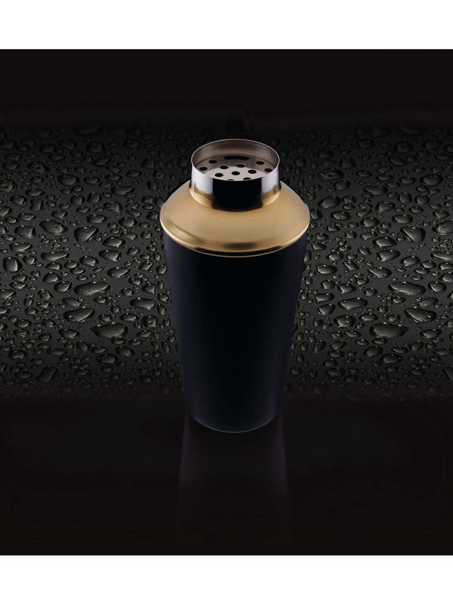 BarCraft Black & Golden Stainless Steel Cocktail Shaker (0.5 L) with Jigger - Set of 4