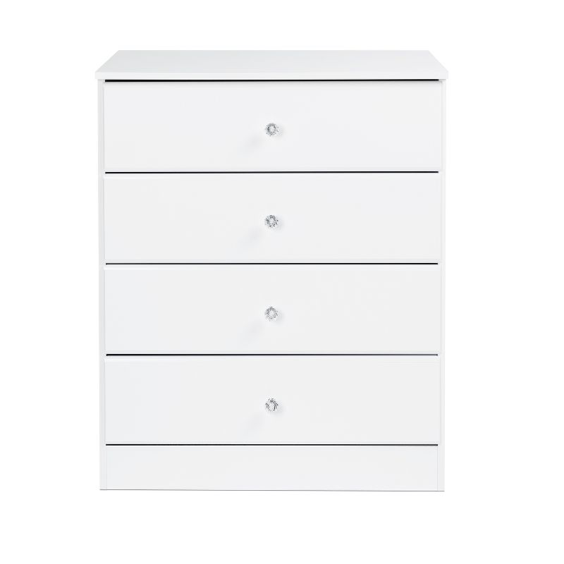 Astrid 4 Drawer Dresser with Crystal Knobs White - Prepac
