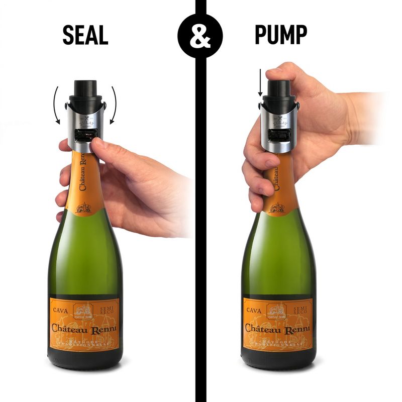 Zulay Kitchen Champagne Stopper & Cork with Built-In Pressure Pump - Black