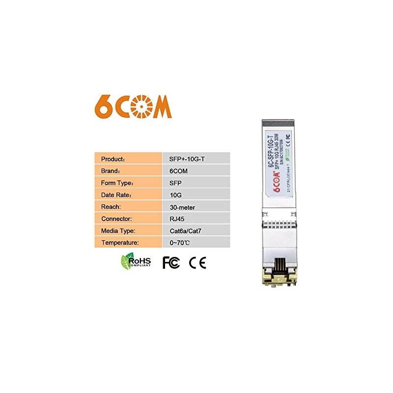 10GBase-T SFP+ RJ45 Transceiver, 10G-T Copper RJ45 Module, up to 30 Meters, Compatible with Arista SFP-10GE-T and Other Open Switches