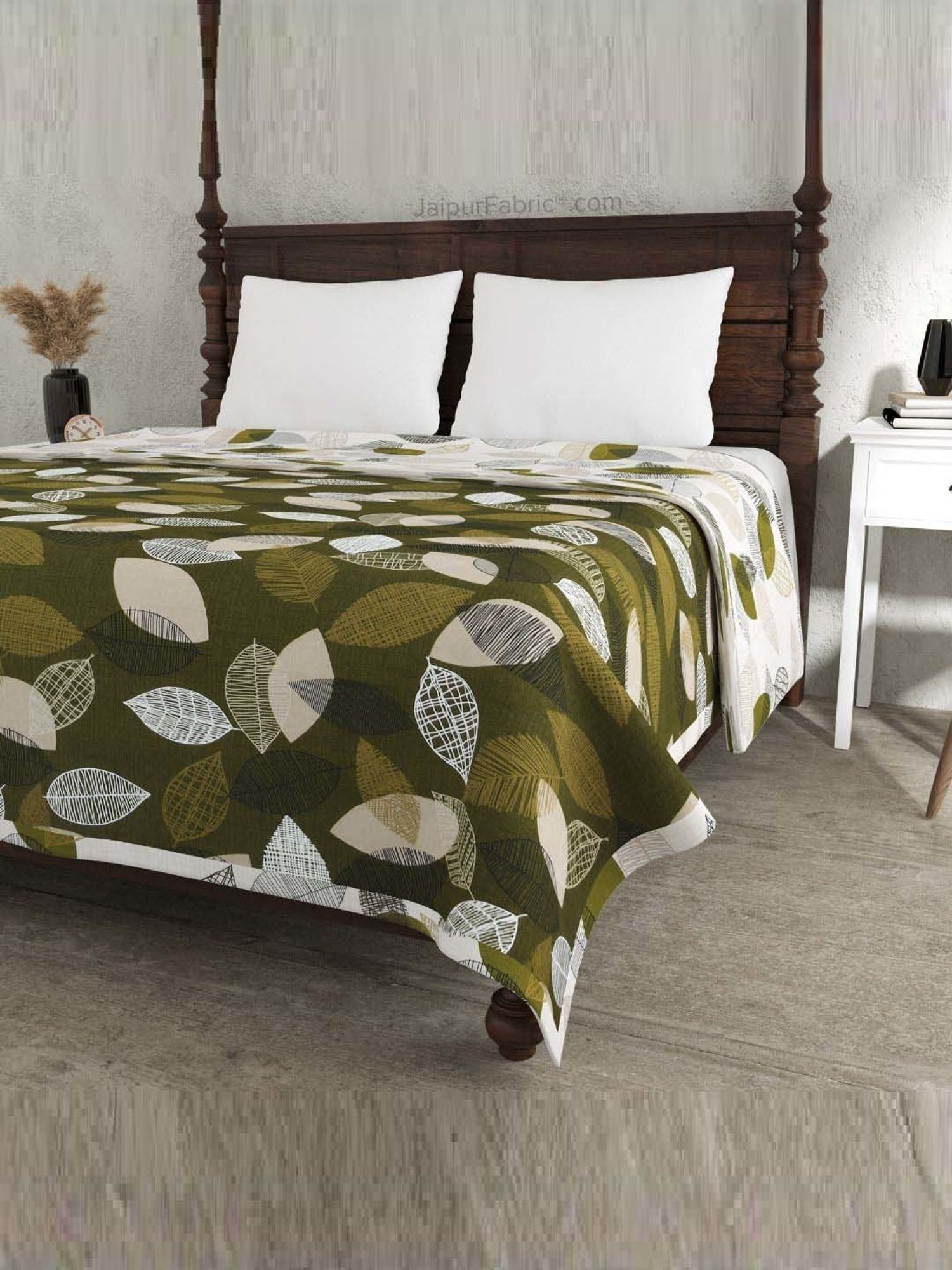 JaipurFabric Jungle Green Mulmul Cotton 150 GSM Reversible Ac Dohar