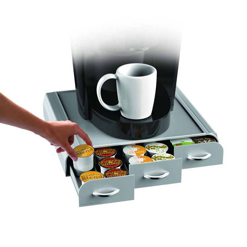Mind Reader Single Serve Coffee Pod Holder Drawer, 36 Capacity K-Cup, Silver