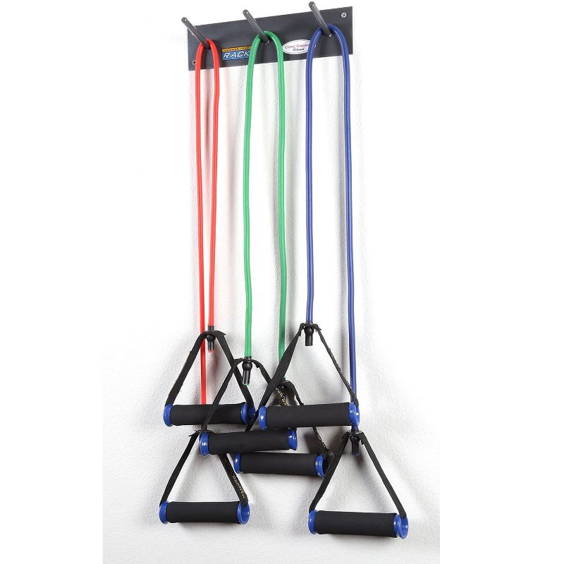 Core Energy Fitness Systems Anchor Gym Durable Steel 3 Prong Fitness Accessory Wall Mount Storage Rack for Resistance Bands and Ropes