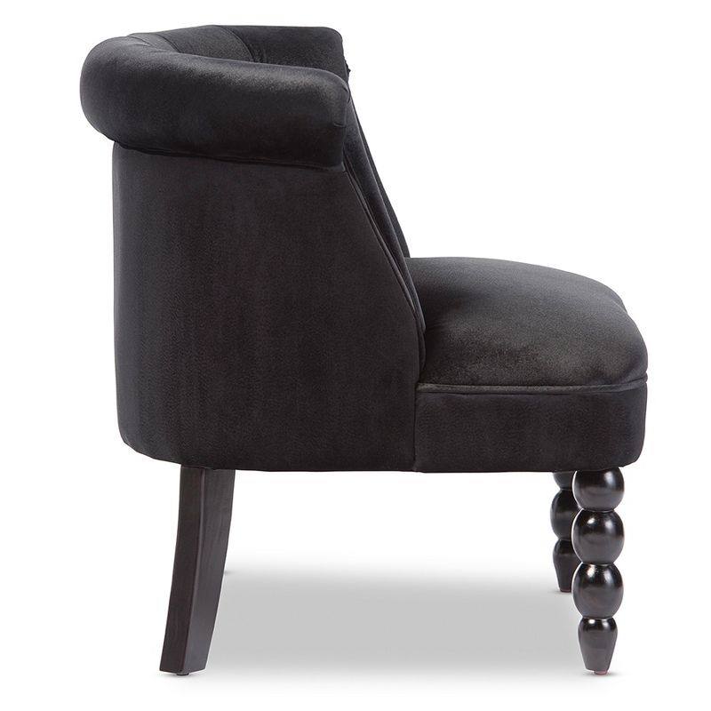Flax Victorian Style Contemporary Velvet Fabric Upholstered Vanity Accent Chair - Black - Baxton Studio