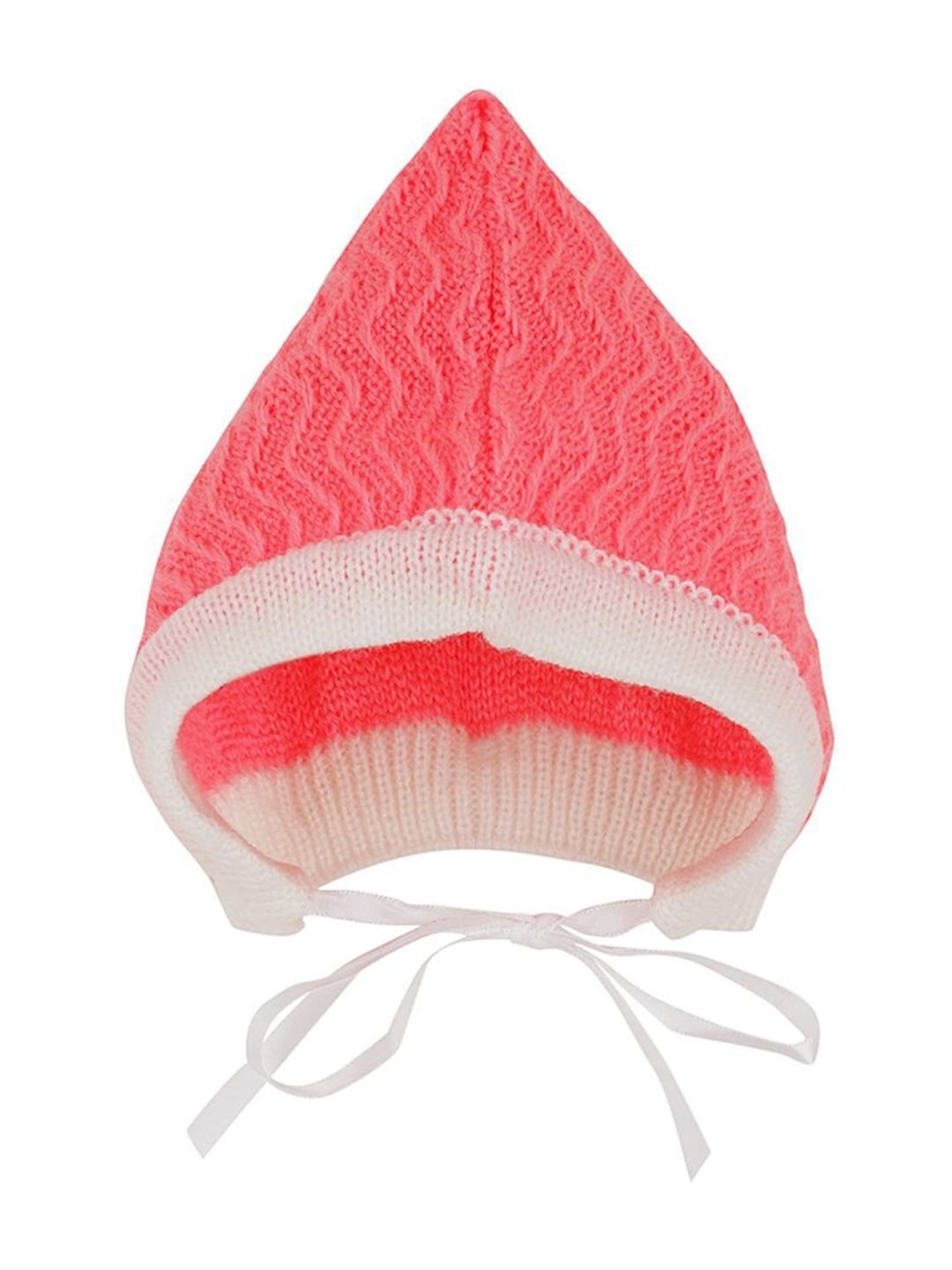 Little Angels Kids Pink & White Textured Pattern Full Sleeves Sweater Set