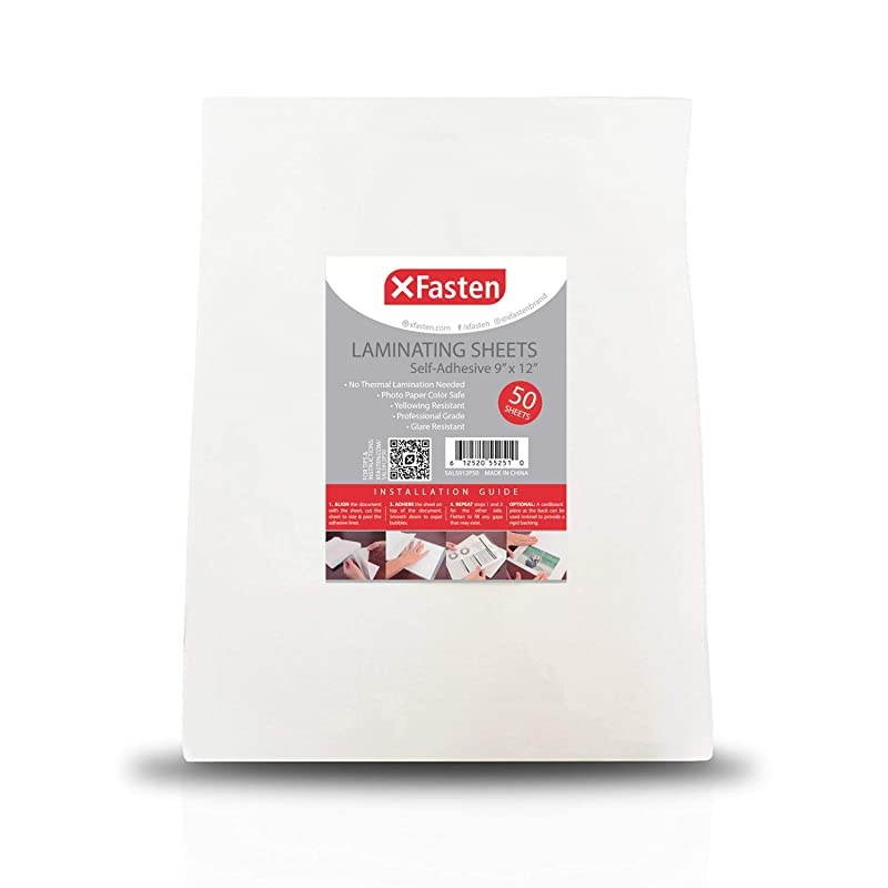 Self-Adhesive Laminating Sheets, 9 x 12 Inches (50-Pack), 4.76 Thickness
