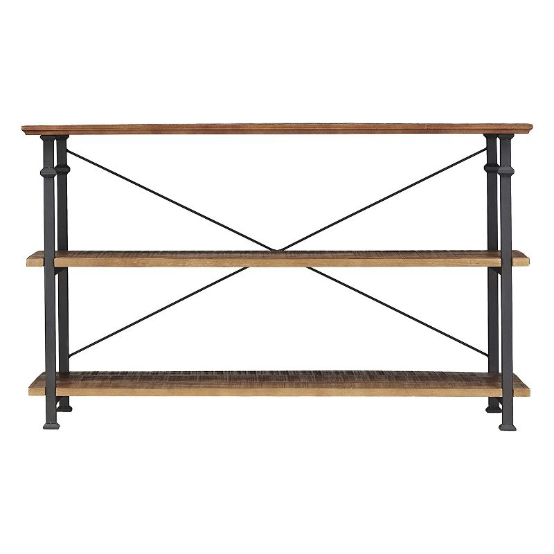 Homelegance Factory Collection Rustic Modern Wood Metal Sofa Table TV Stand Storage Shelf Console Unit Entertainment Center Stand, Black