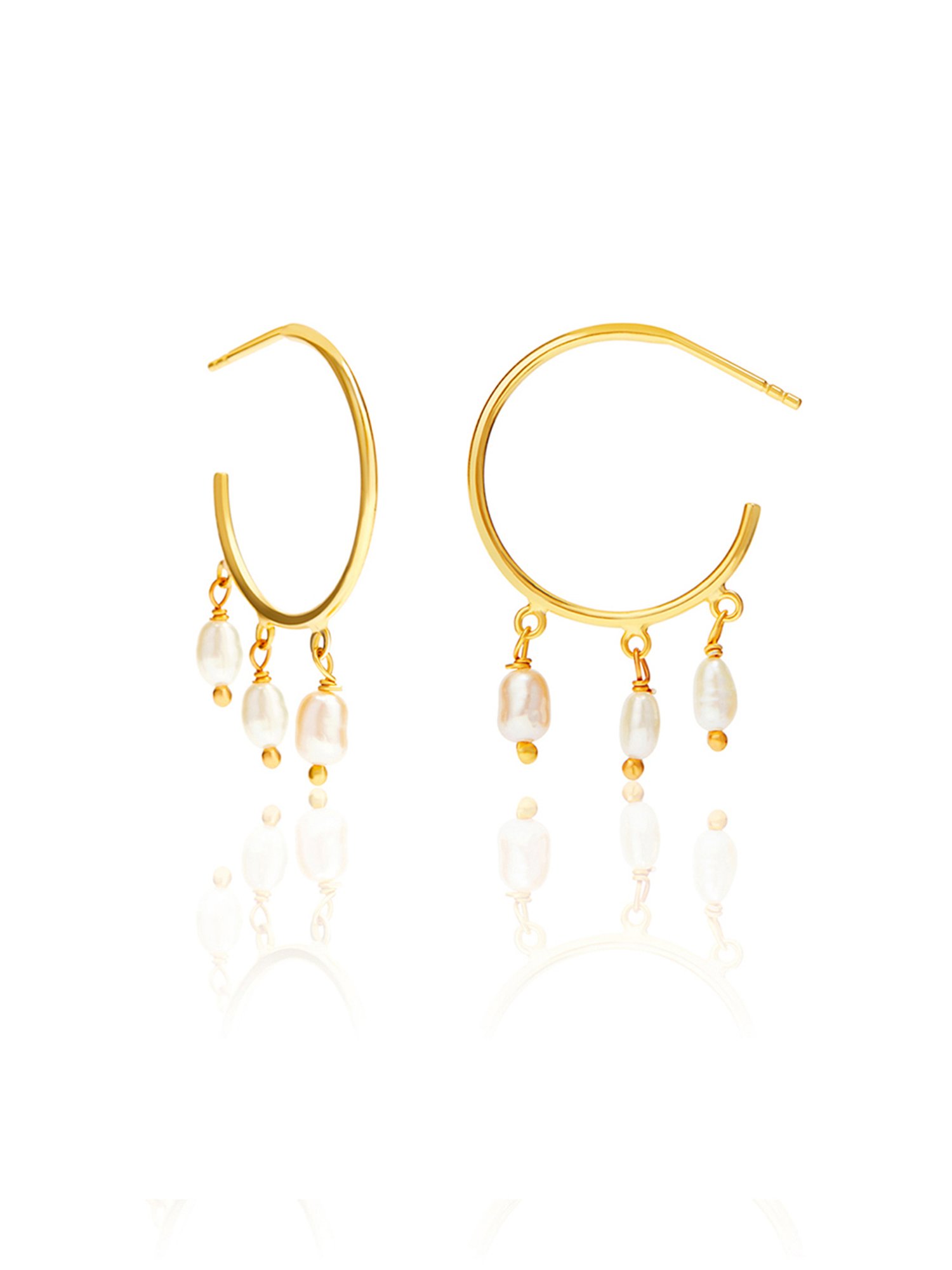 March by FableStreet 18k Gold-Plated 92.5 Sterling Silver Freshwater Pearl Drop Earrings for Women