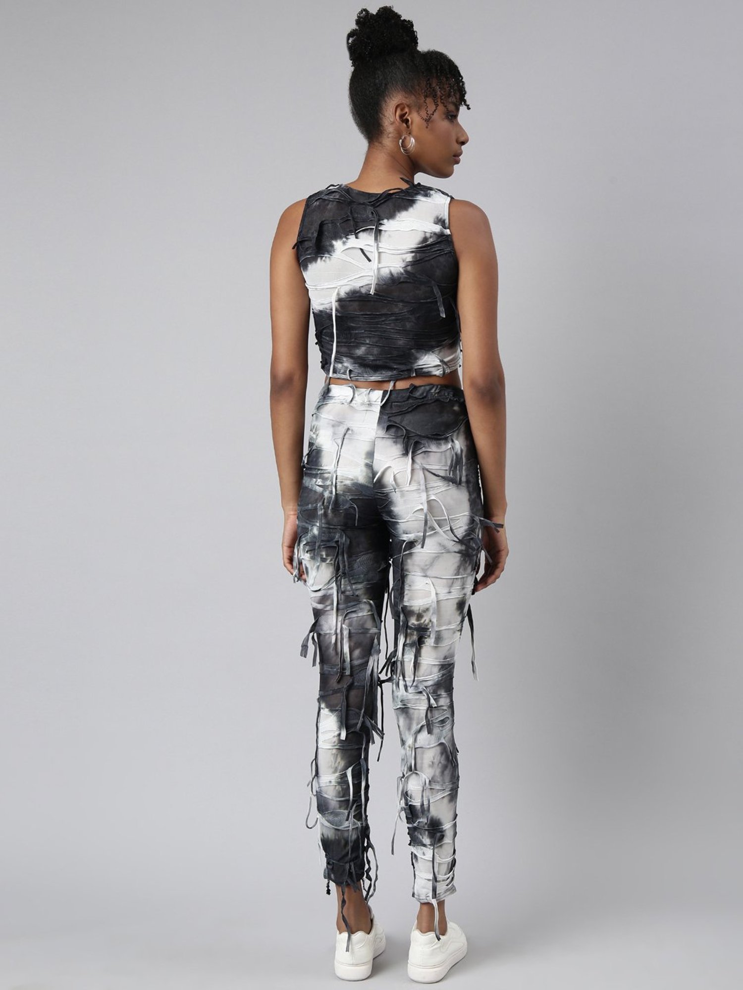 SHOWOFF White & Black Printed Co-Ord Set
