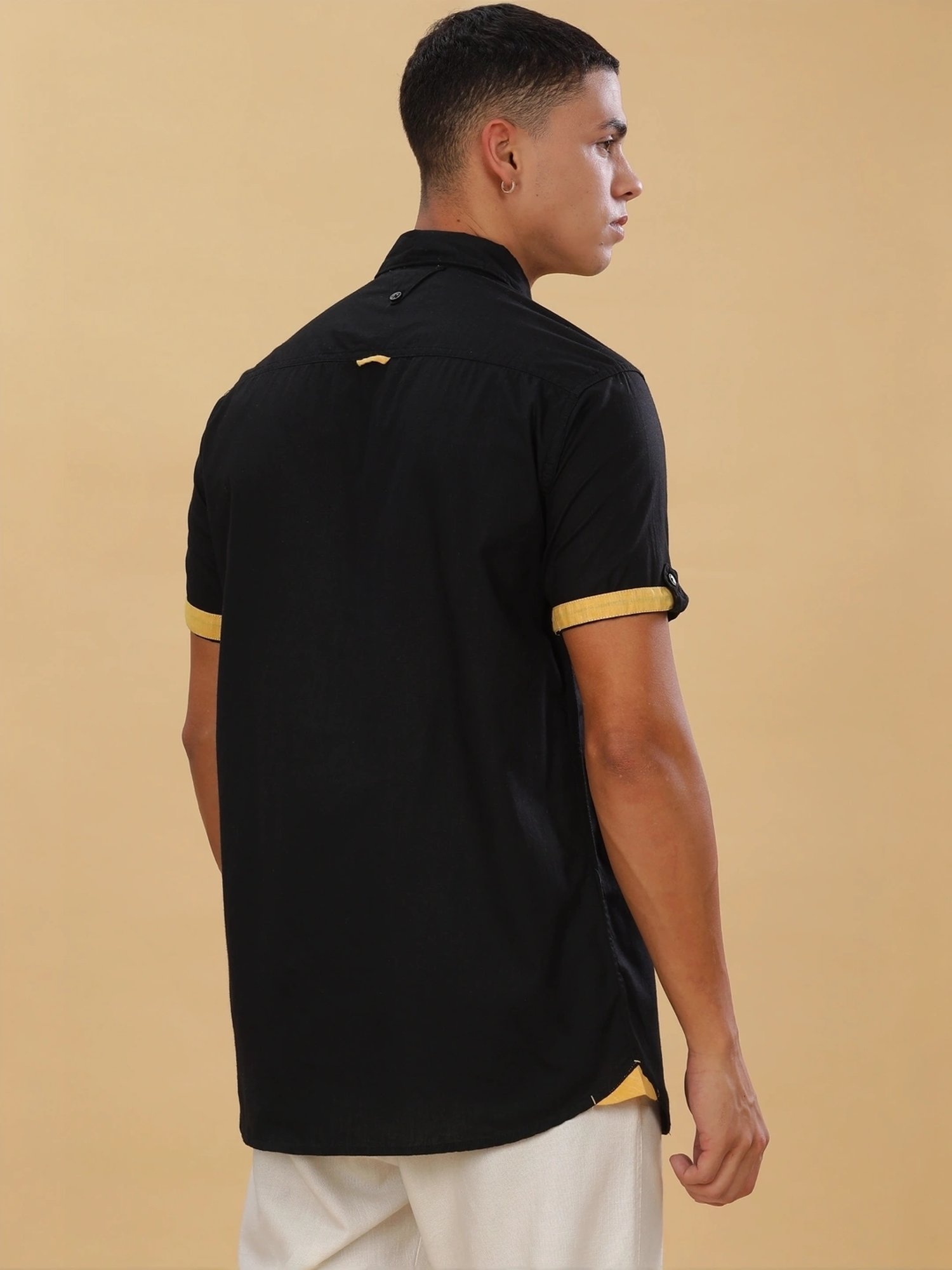 Kuons Avenue Black Linen Slim Fit Shirt