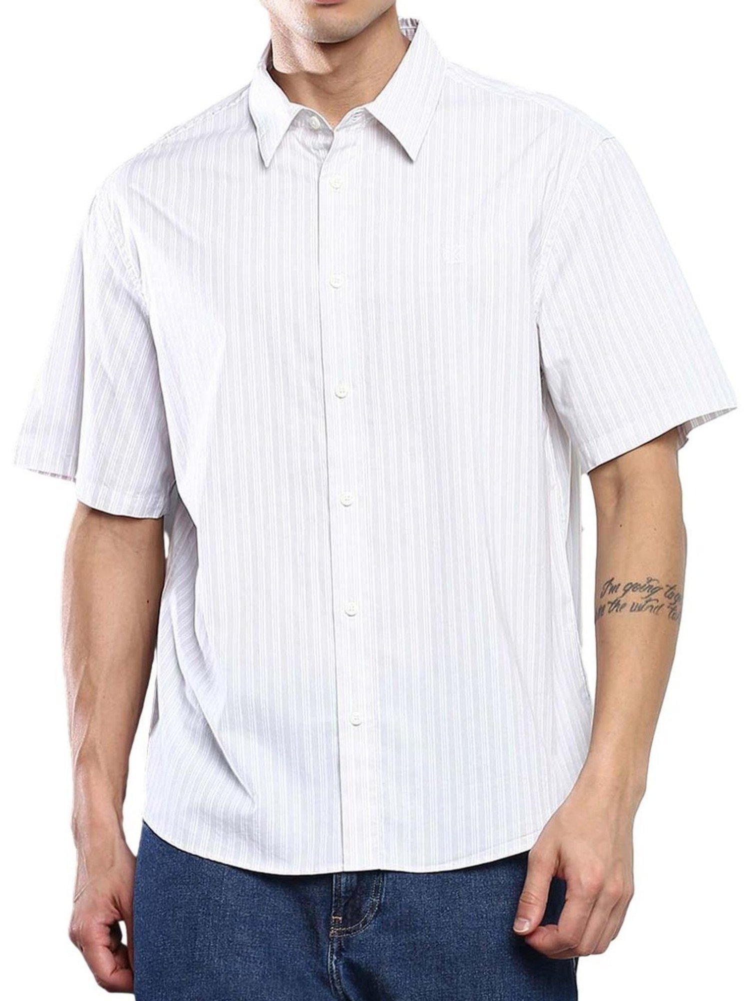 Kuons Avenue Cobalt Blue Slim Fit Denim Shirt