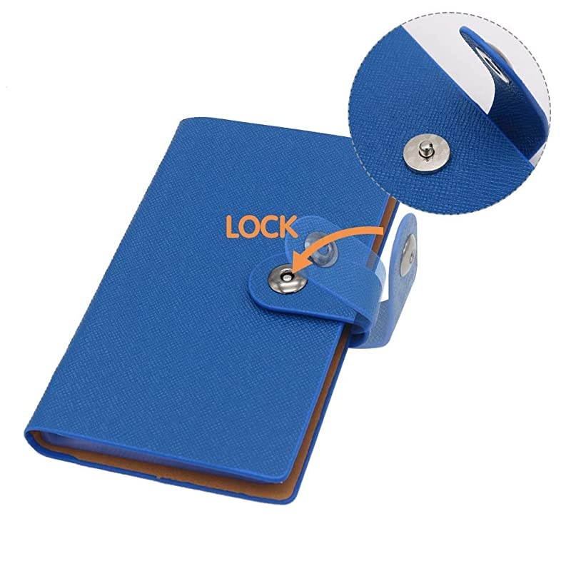 300 Cards PU Leather Business Name Card Books Office Business Card Holder Credit Cards Organizer Blue