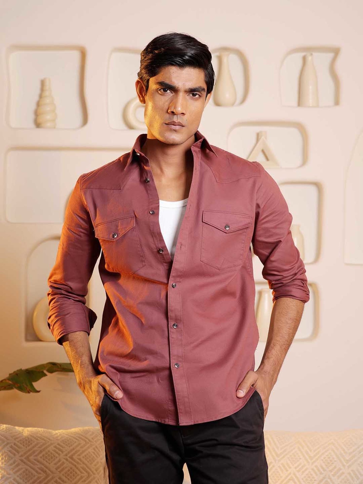 SUBTRACT Redwood Regular Fit Cotton Shirt