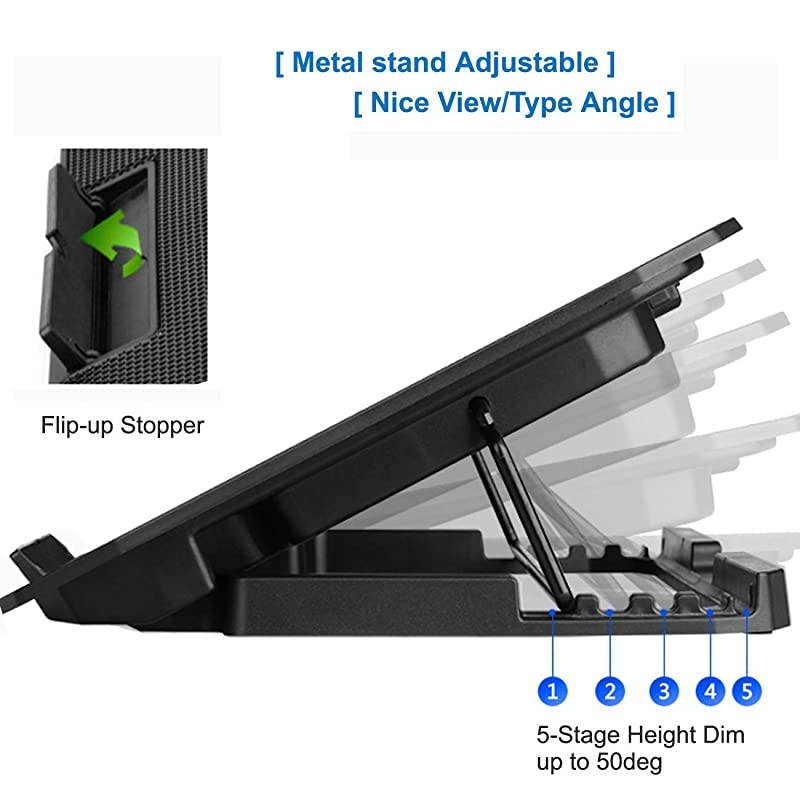 10156 Office Laptop Cooling Pad Big 2Fans Super Quiet Double Sides Builtin USB Line Back Feet Stand