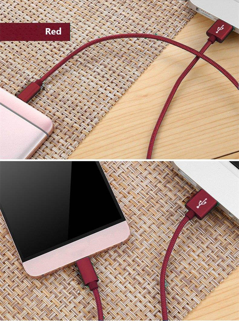 RoFI Micro USB Cable, [2Pack] 0.6M Samsung Charger, Nylon Braided Micro USB Charger, High Speed USB 2.0 A to Micro B Charging Cord Universal for HTC, S6, Kindle, Android, and More (Red, 2 Feet)