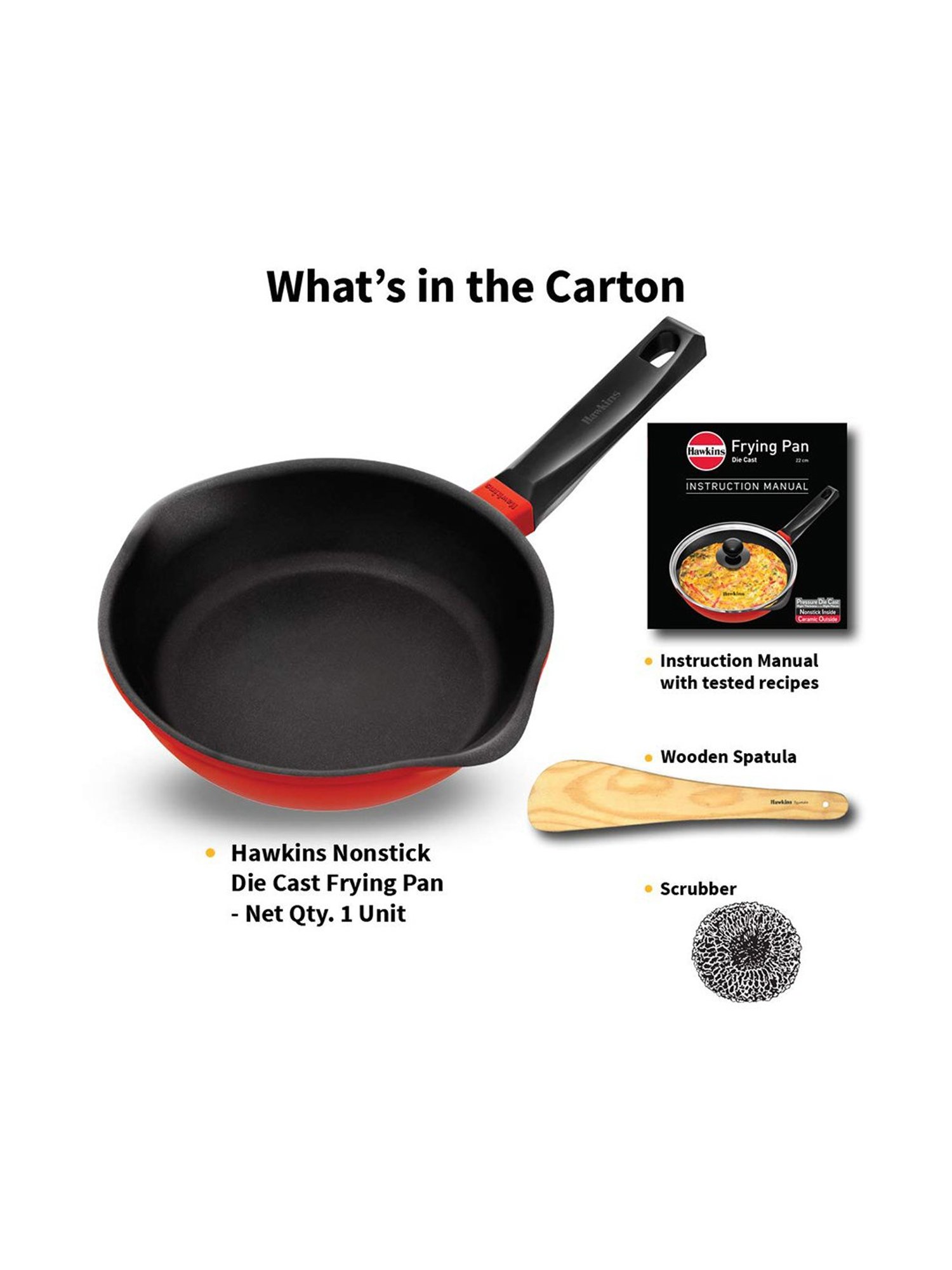 Hawkins Red Hard Anodised Frying Pan - 22 cm