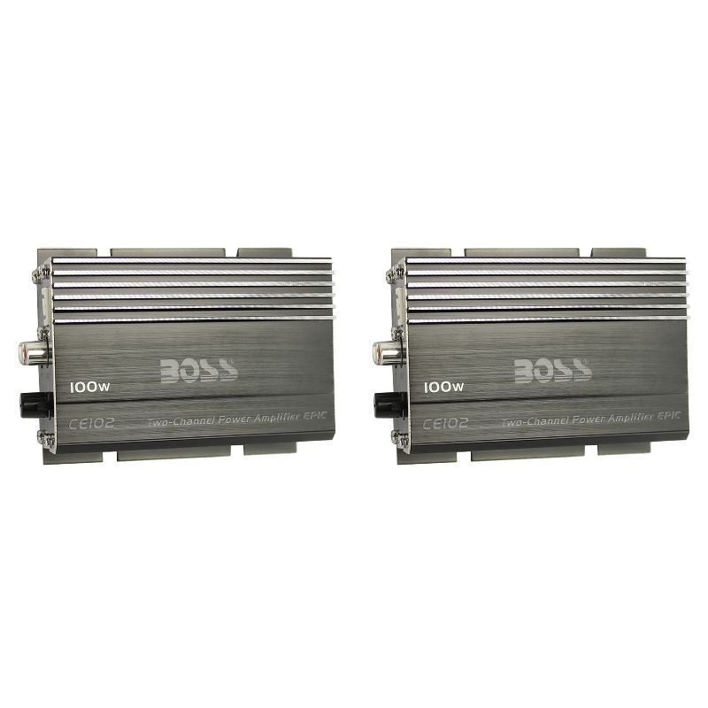 BOSS CE102 100 Watt 2 Channel Car/Motorcycle/ATV Audio Power Amplifier (2 Pack)