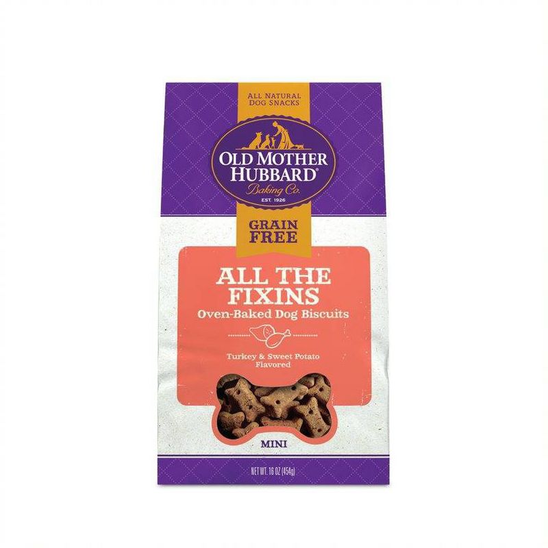 Old Mother Hubbard Grain Free Crunchy All The Fixins' Biscuits Mini oven Oven Baked Dog Treats – 16oz