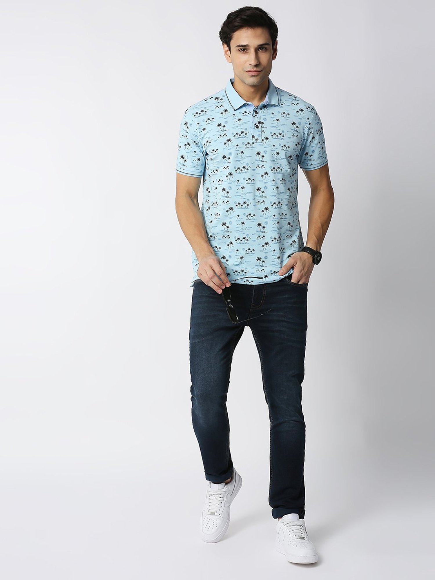 Dragon Hill Dark Blue Slim Fit Lightly Washed Jeans