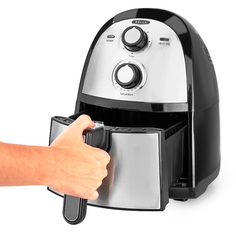 Bella 14752 Innovative Large 2.6 Quart Capacity High Powered 1500 Watt Circular Heat Technology Home Air Fryer, Stainless Steel
