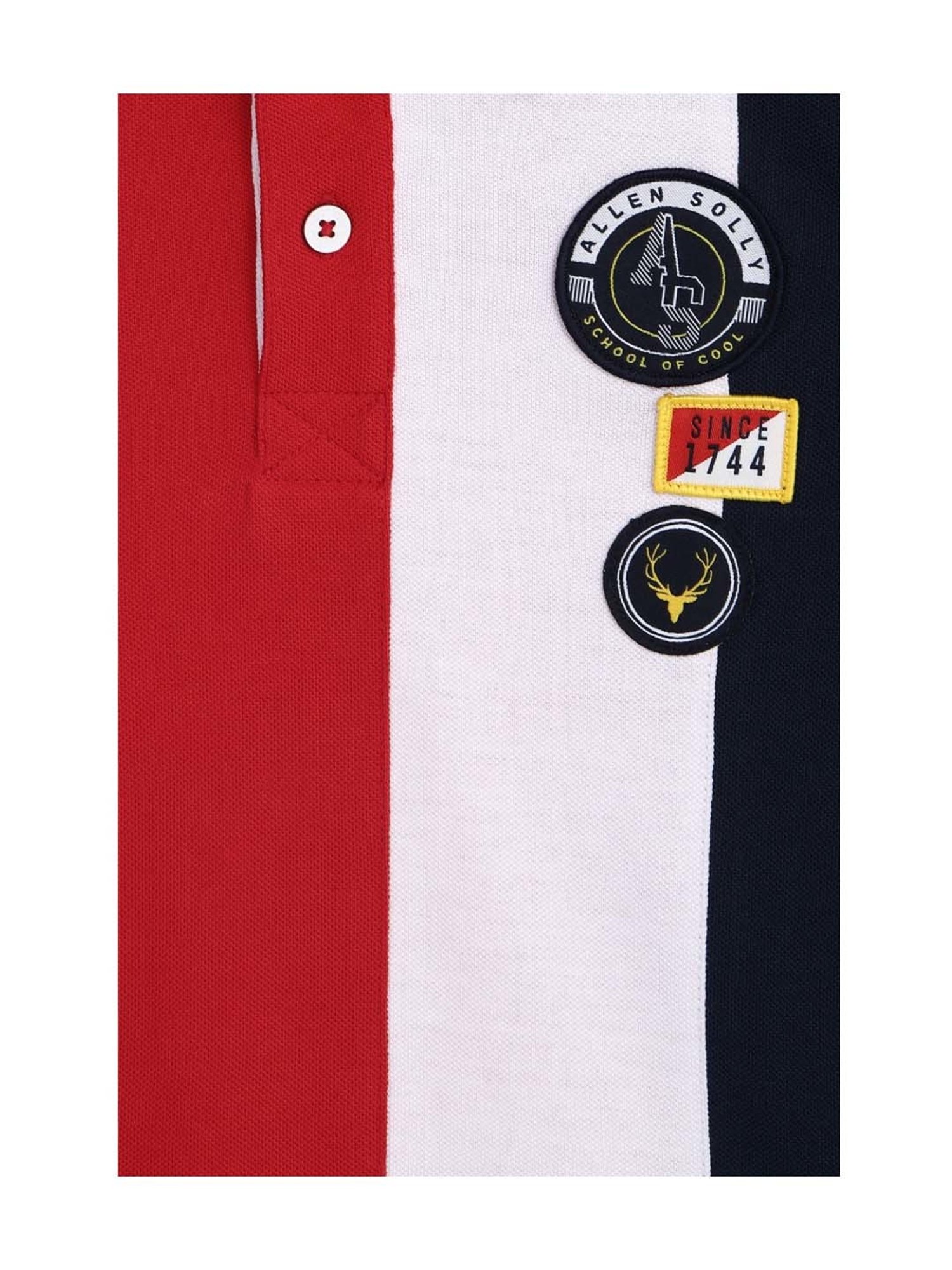 Allen Solly Kids Red & White Color Block Polo T-Shirt