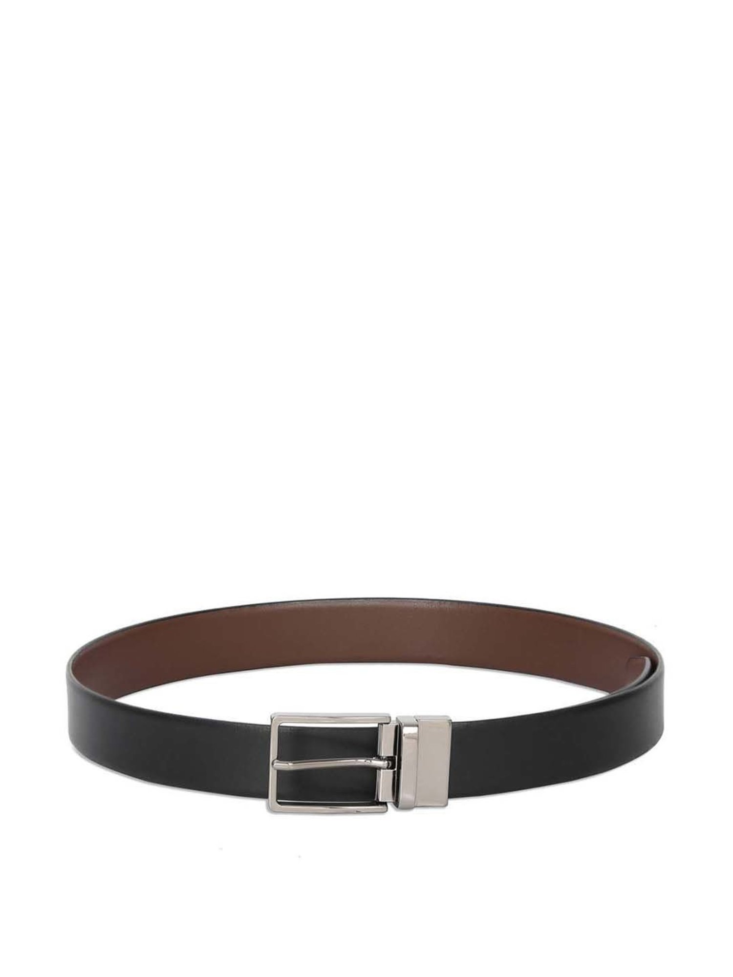 The Vertical Black & Brown Leather Reversible Belt for Men