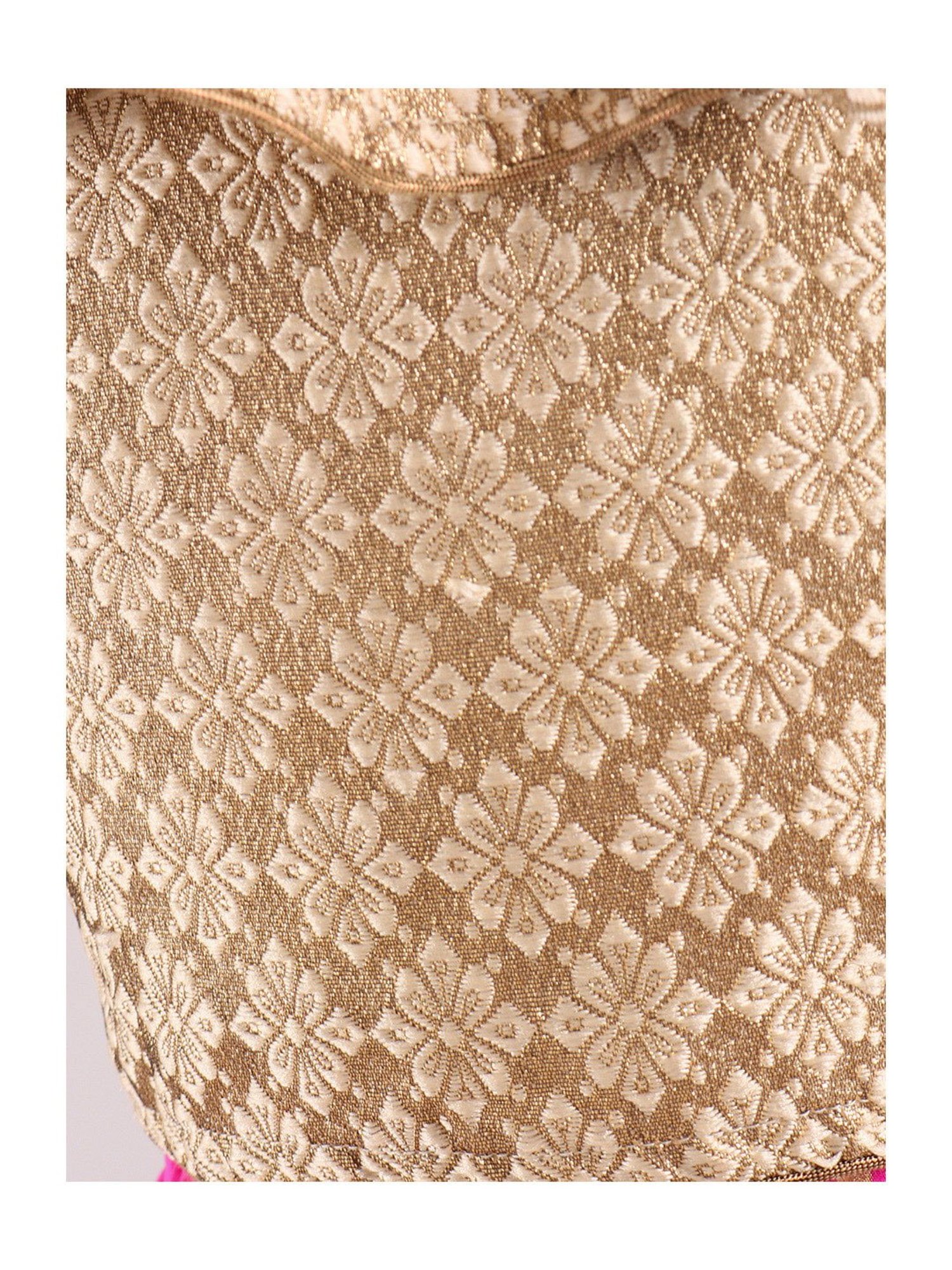 TWISHA Kids Beige & Pink Self Design Top with Ghagra