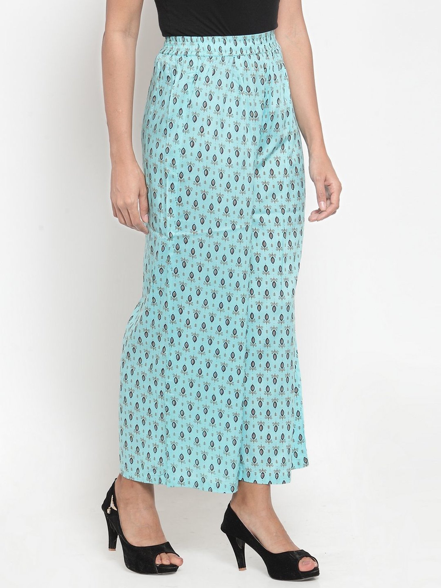 Indibelle Turquoise Printed Palazzos