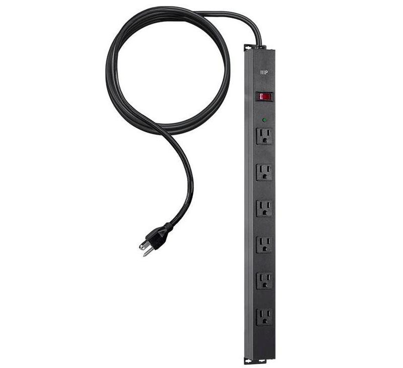 Monoprice 6 Outlet Metal Surge Protector Power Strip - 15 Feet Cord - Black | 540 Joules