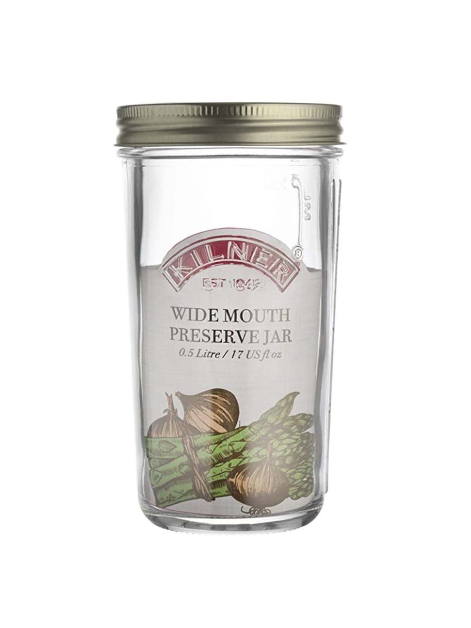 Kilner Transparent & Golden 11 cm Mouth Preserve Jar (0.5 L) - Set of 1
