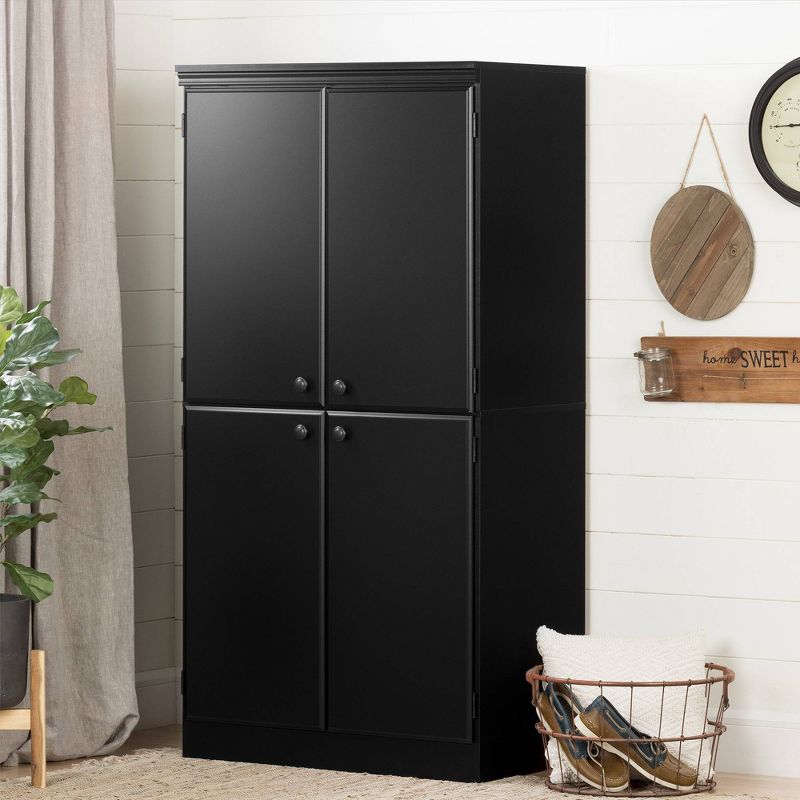 Morgan 4 Door Storage Cabinet Pure Black - South Shore