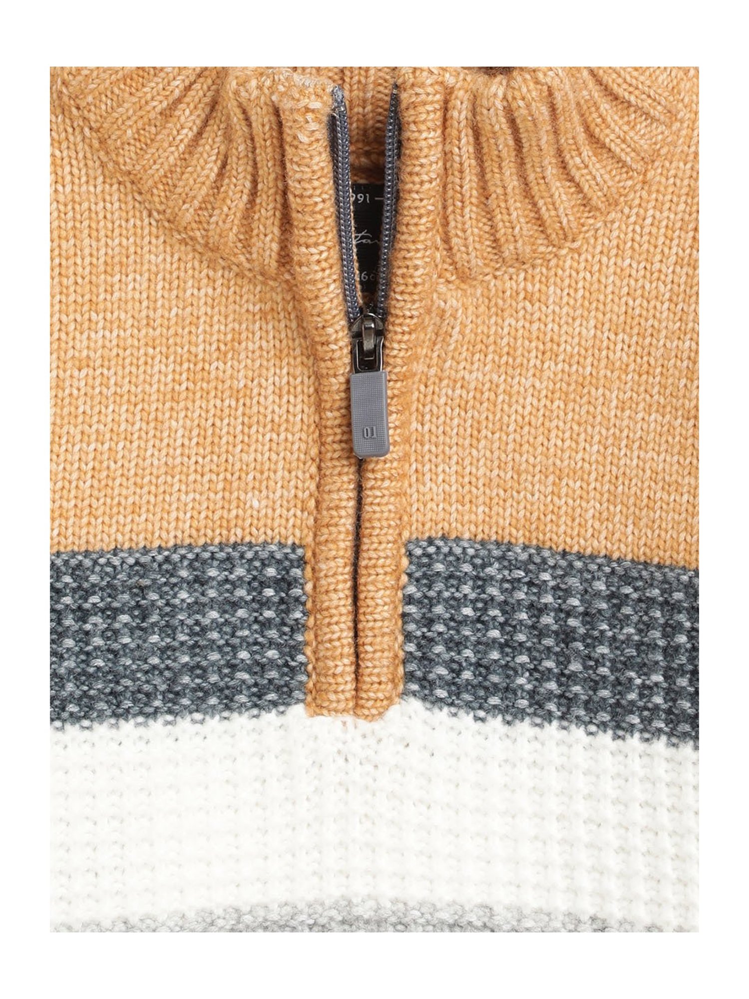 Octave Kids Mustard Self Design Full Sleeves Sweater