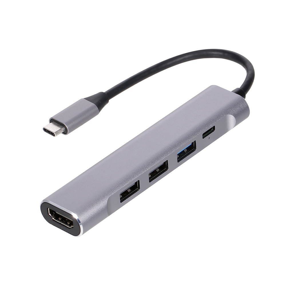 5-in-1 USB-C Hub USB3.0 USB2.0 Type-C to 4K HD Converter PD Quick Charge /Data Transfer USB Hub