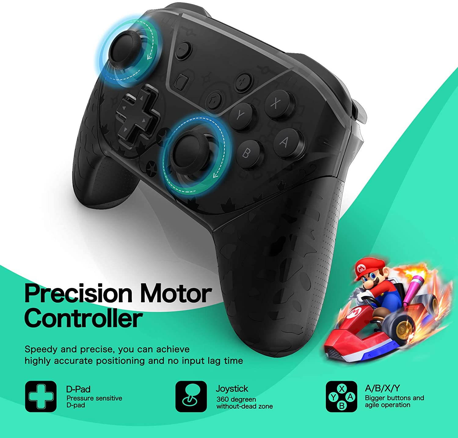Wireless Pro Controller Gamepad Compatible with Switch Support Amibo, Wakeup, Screenshot and Vibration Functions